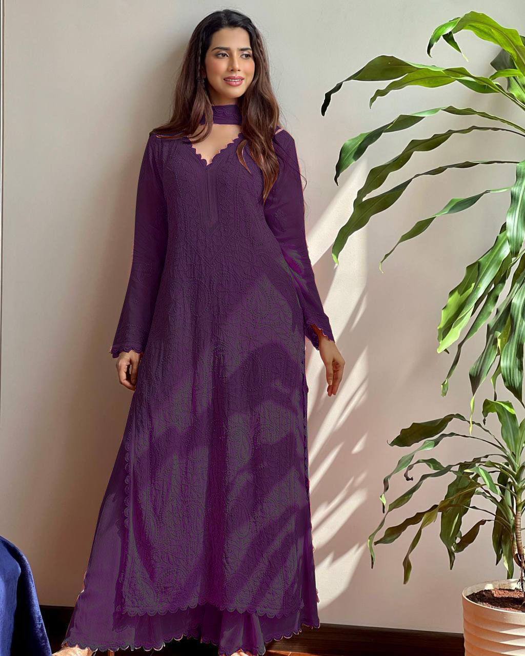 Faux Georgette Embroidery Work Lace Work Top