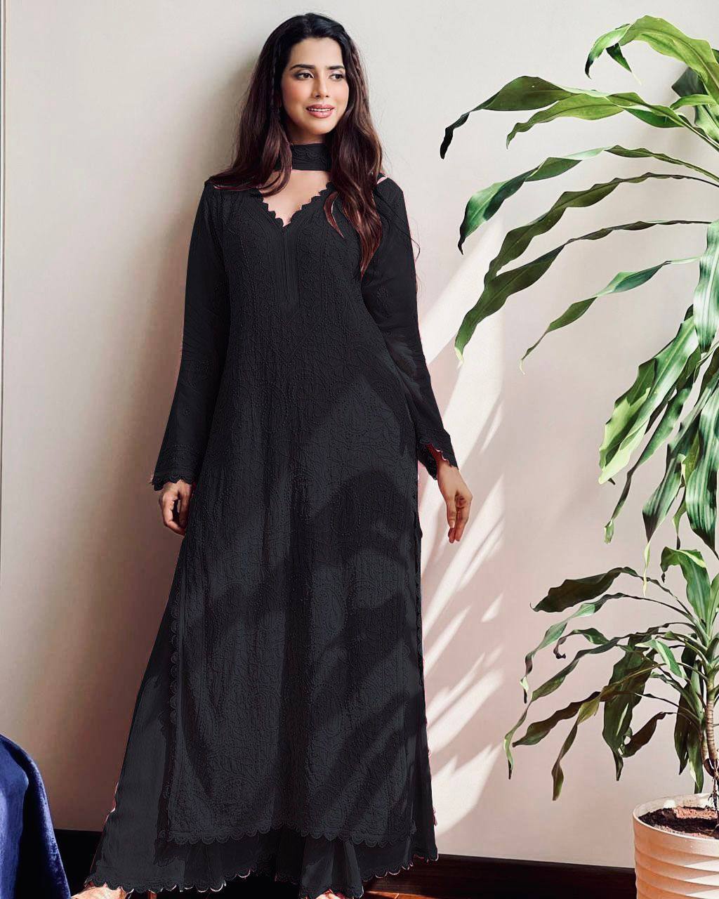 Faux Georgette Embroidery Work Lace Work Top