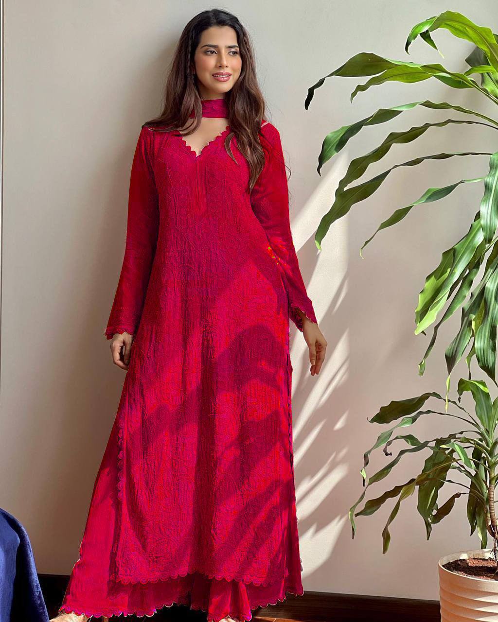 Faux Georgette Embroidery Work Lace Work Top