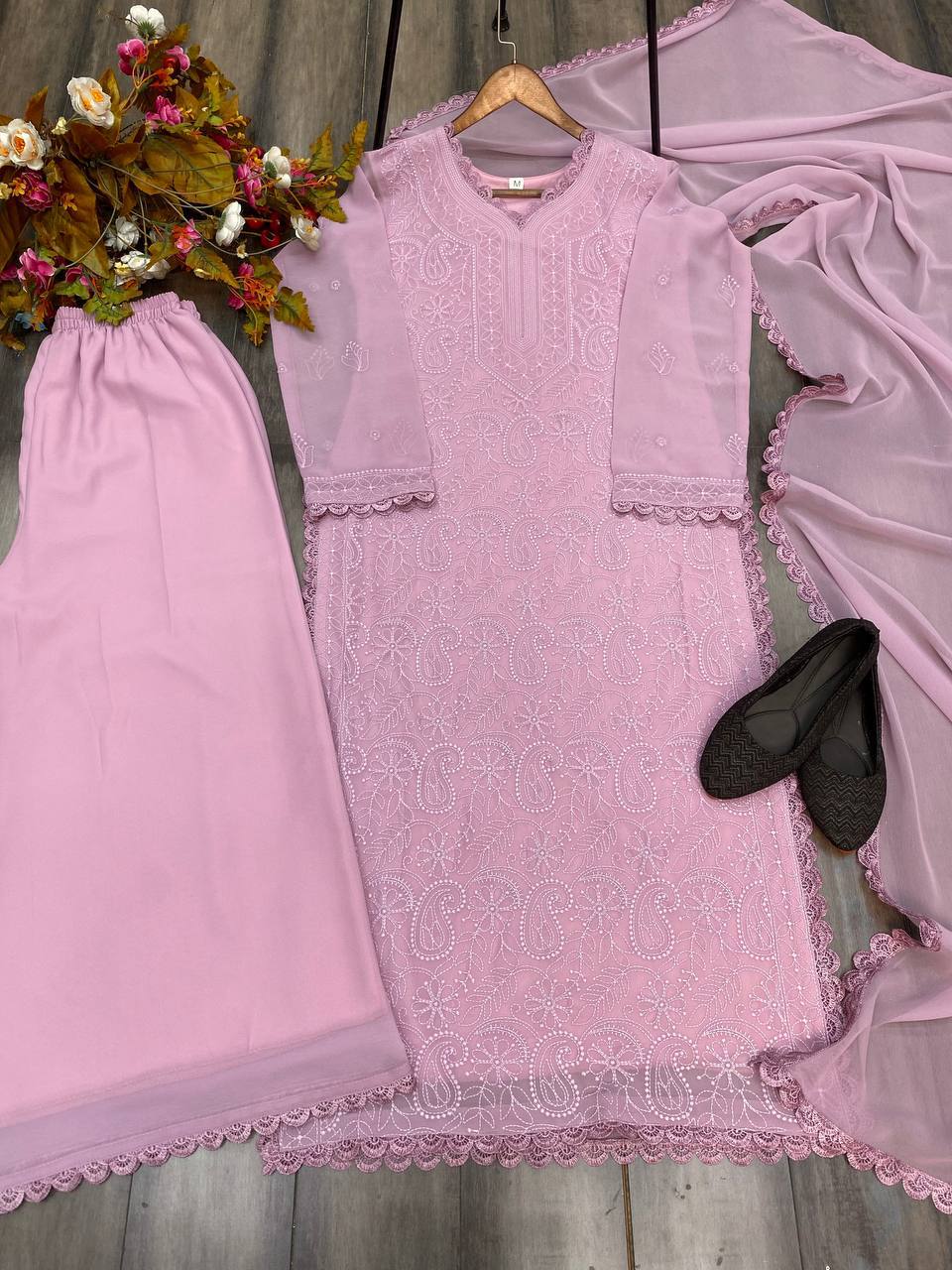Faux Georgette Embroidery Work Lace Work Top