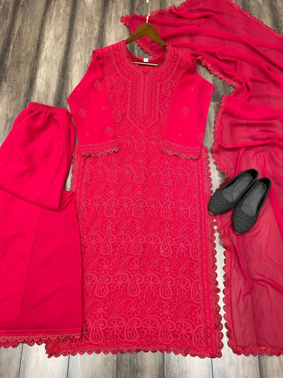 Faux Georgette Embroidery Work Lace Work Top