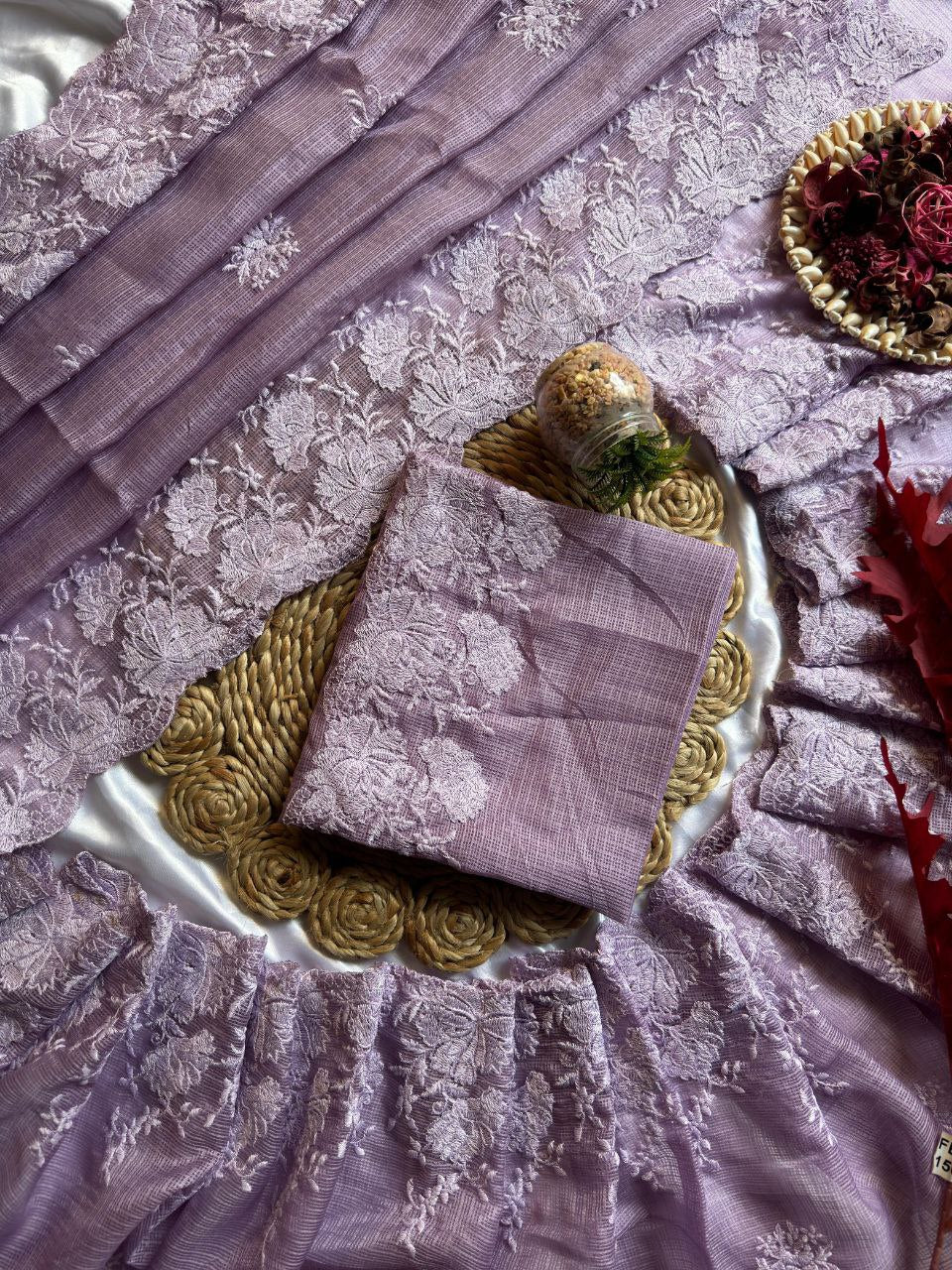 Pure Soft Kota Doriya With Multy Thread Work Saree