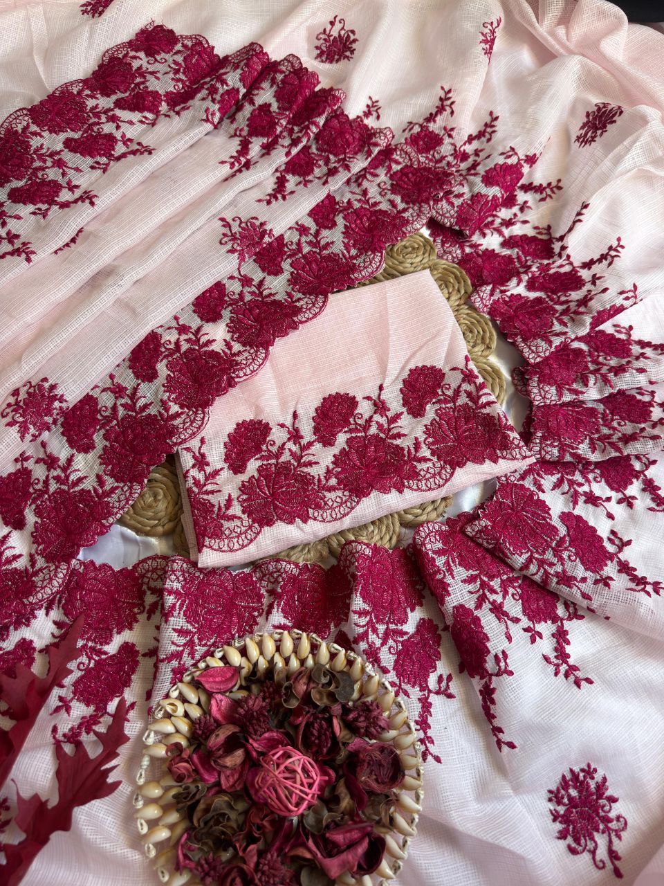 Pure Soft Kota Doriya With Multy Thread Work Saree