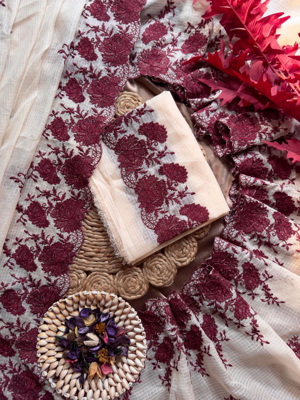 Pure Soft Kota Doriya With Multy Thread Work Saree