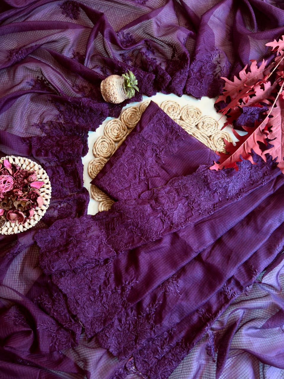 Pure Soft Kota Doriya With Multy Thread Work Saree