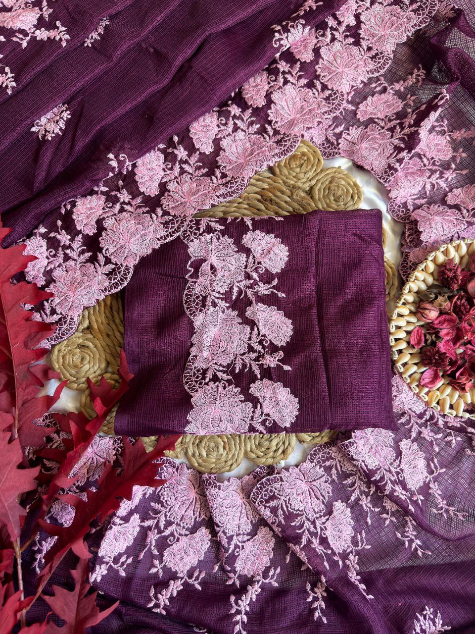 Pure Soft Kota Doriya With Multy Thread Work Saree