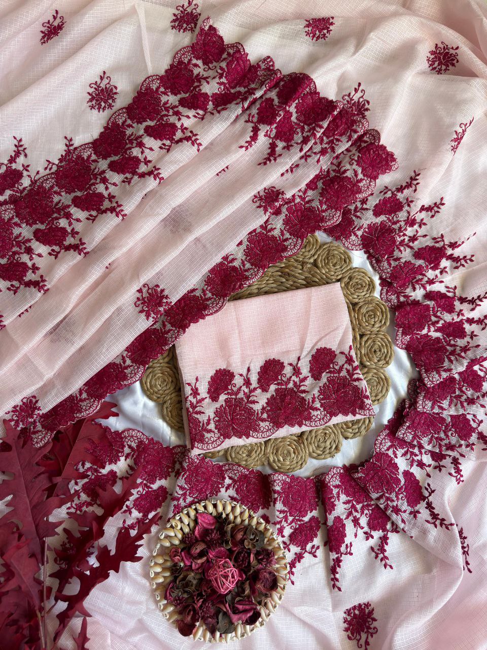 Pure Soft Kota Doriya With Multy Thread Work Saree