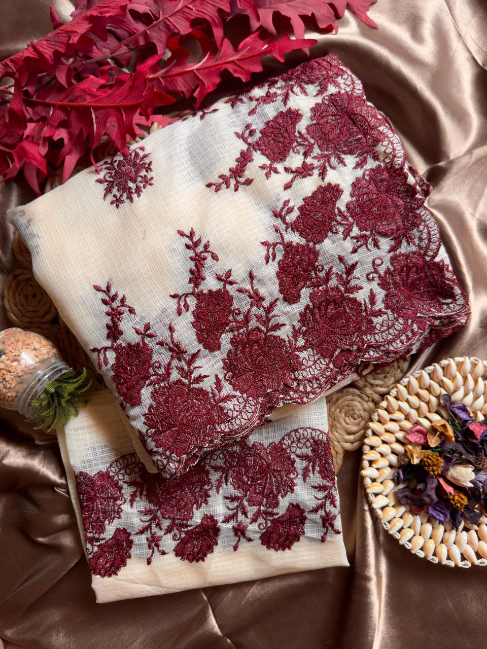 Pure Soft Kota Doriya With Multy Thread Work Saree