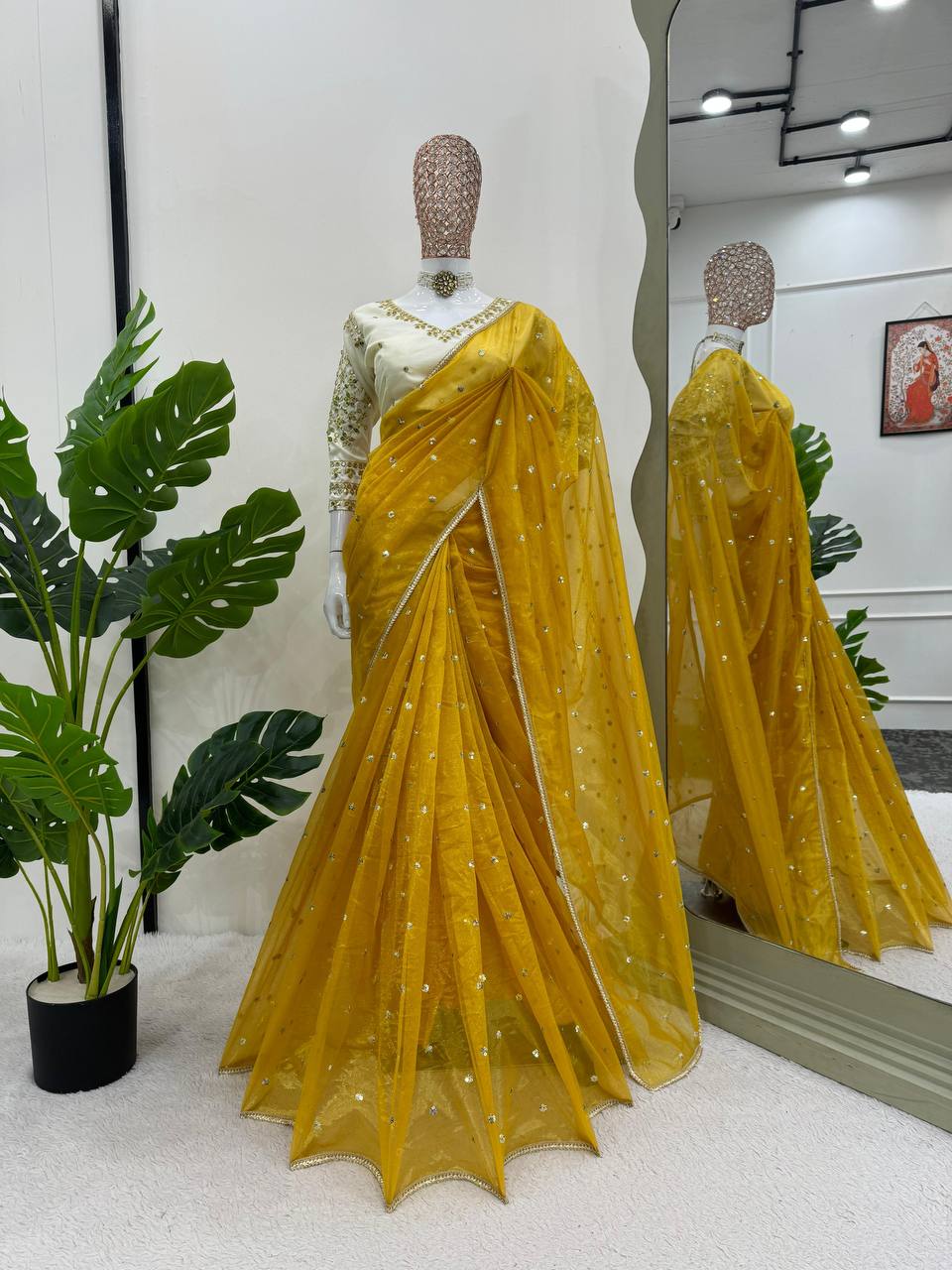 Havy Twill NetThred & Sequnce with Fancy Lace Saree