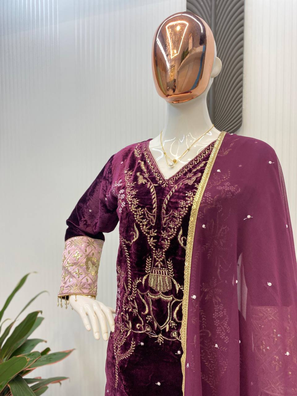 Sequence Embroidery And Pari Lace Work Suit