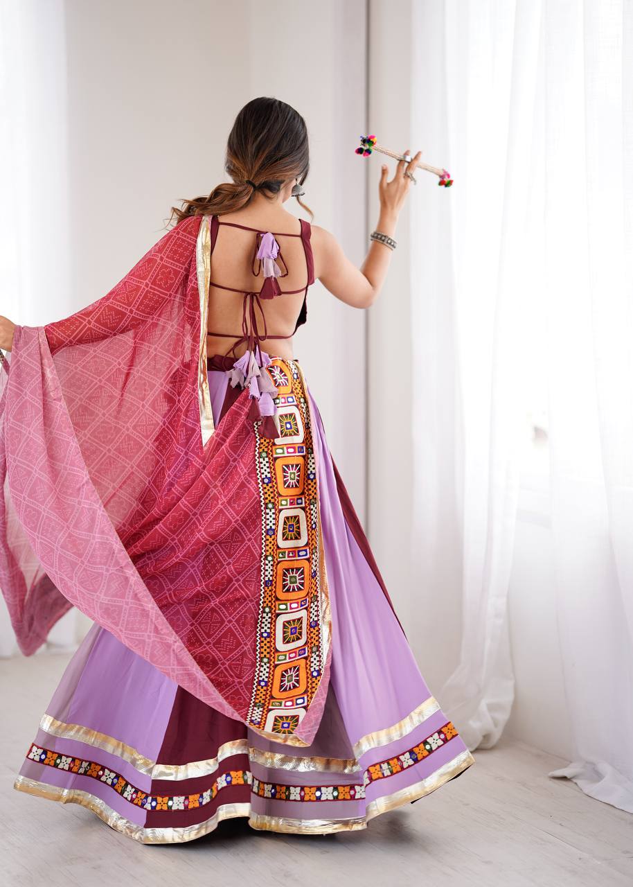 Navratri Special Rayon Fabric With Gamthi Work Lehenga Choli