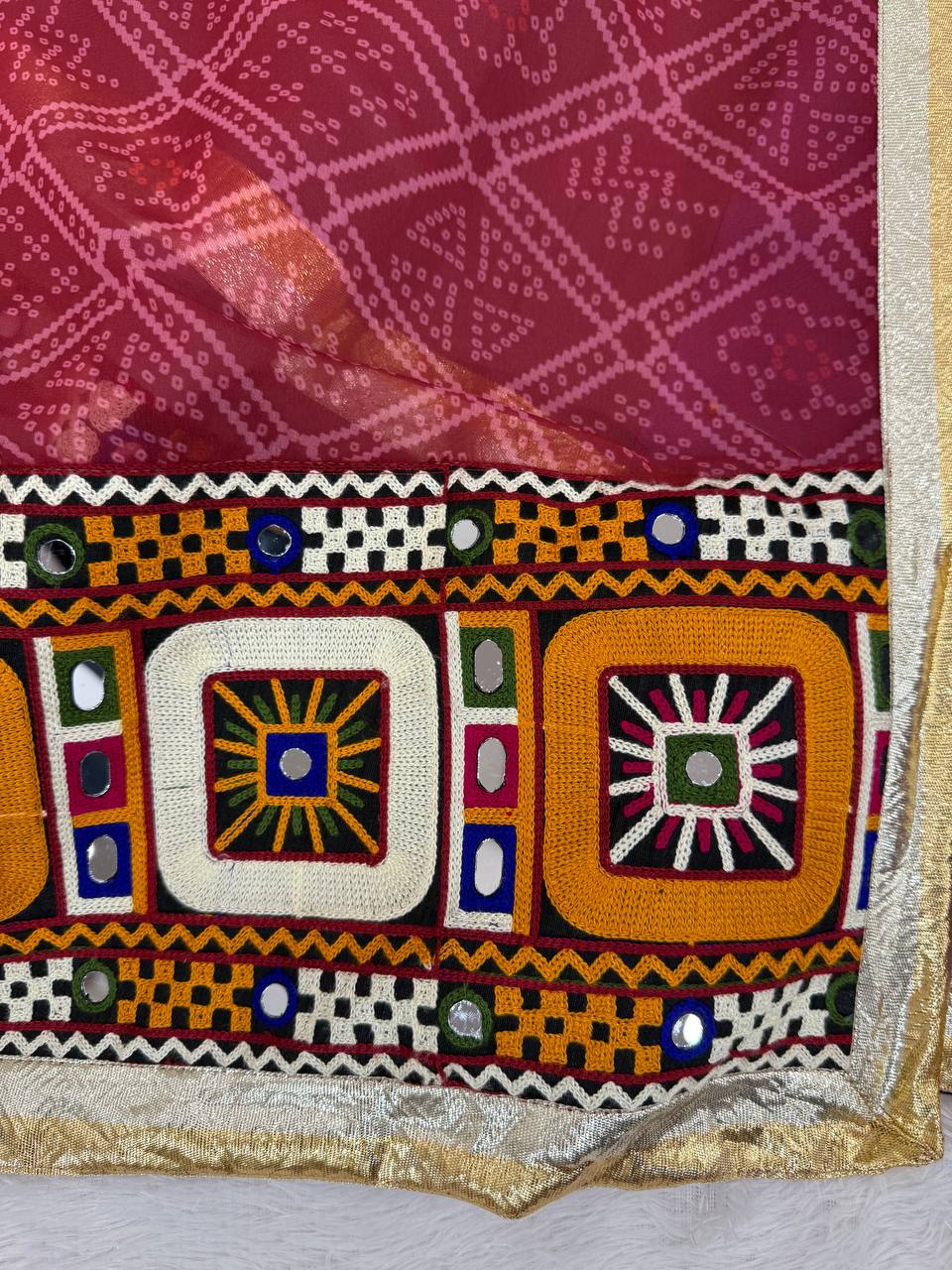 Navratri Special Rayon Fabric With Gamthi Work Lehenga Choli