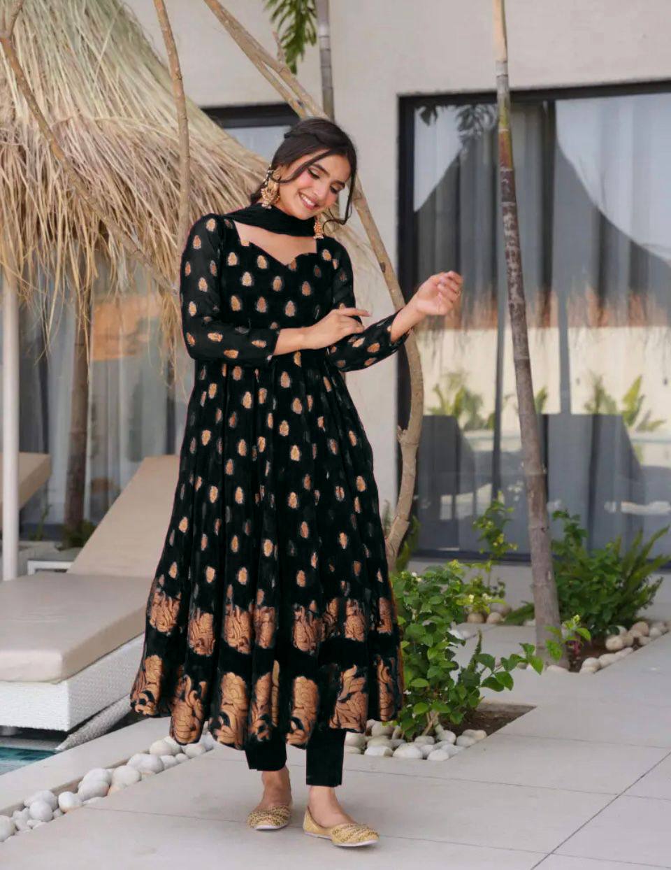 Havy Faux Georgette Embroidery Work Gown