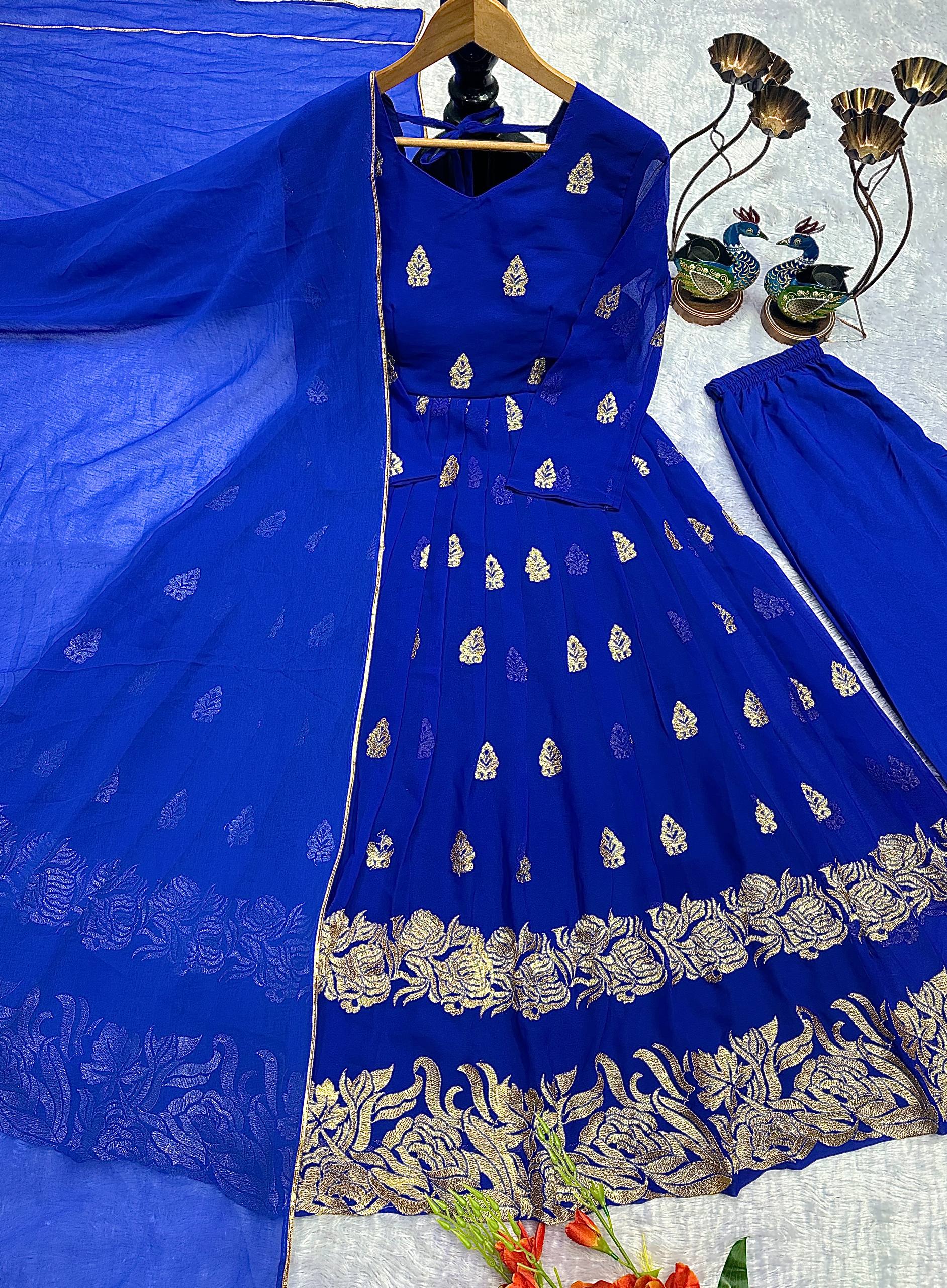 Havy Faux Georgette Embroidery Work Gown