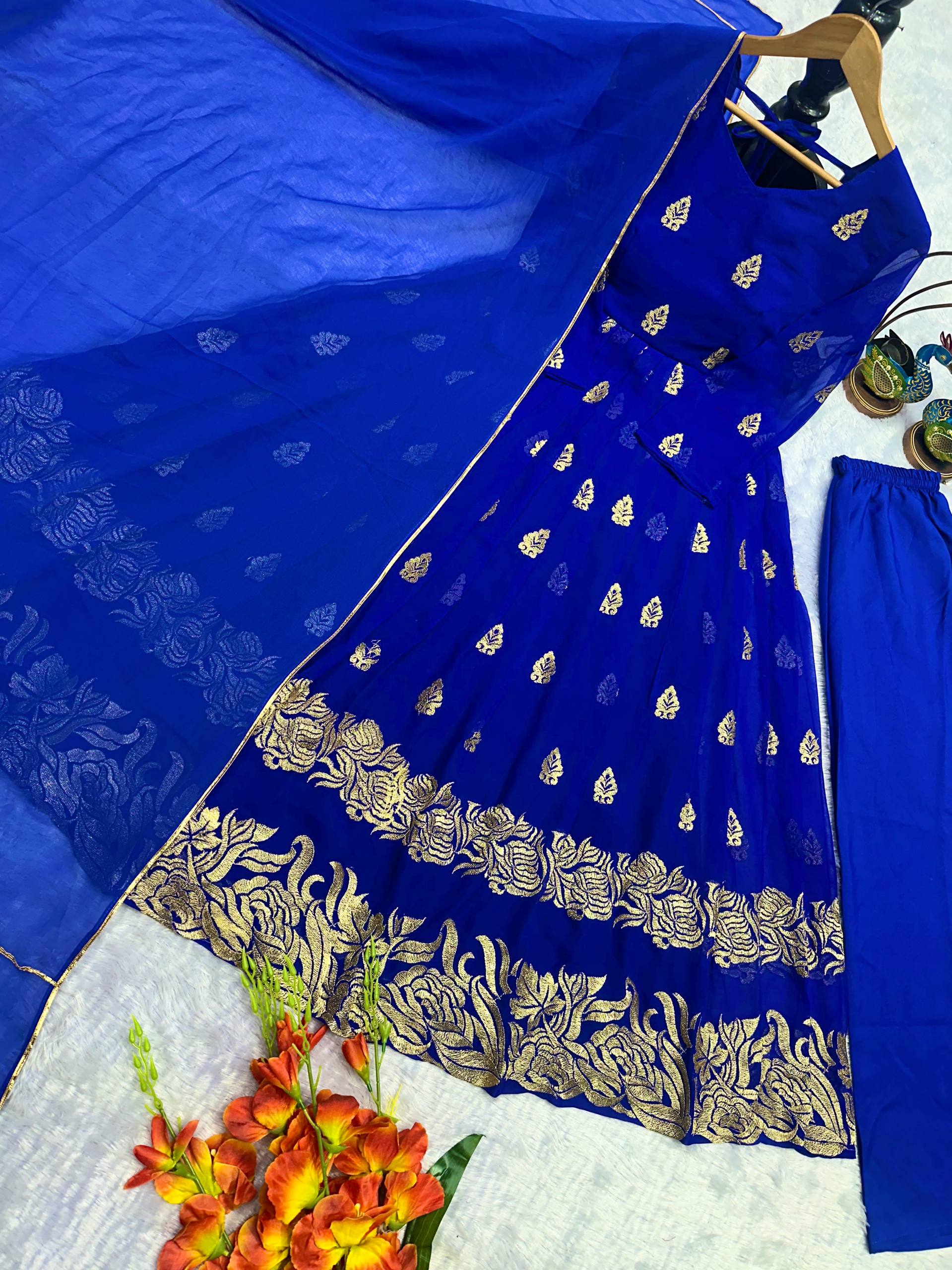 Havy Faux Georgette Embroidery Work Gown
