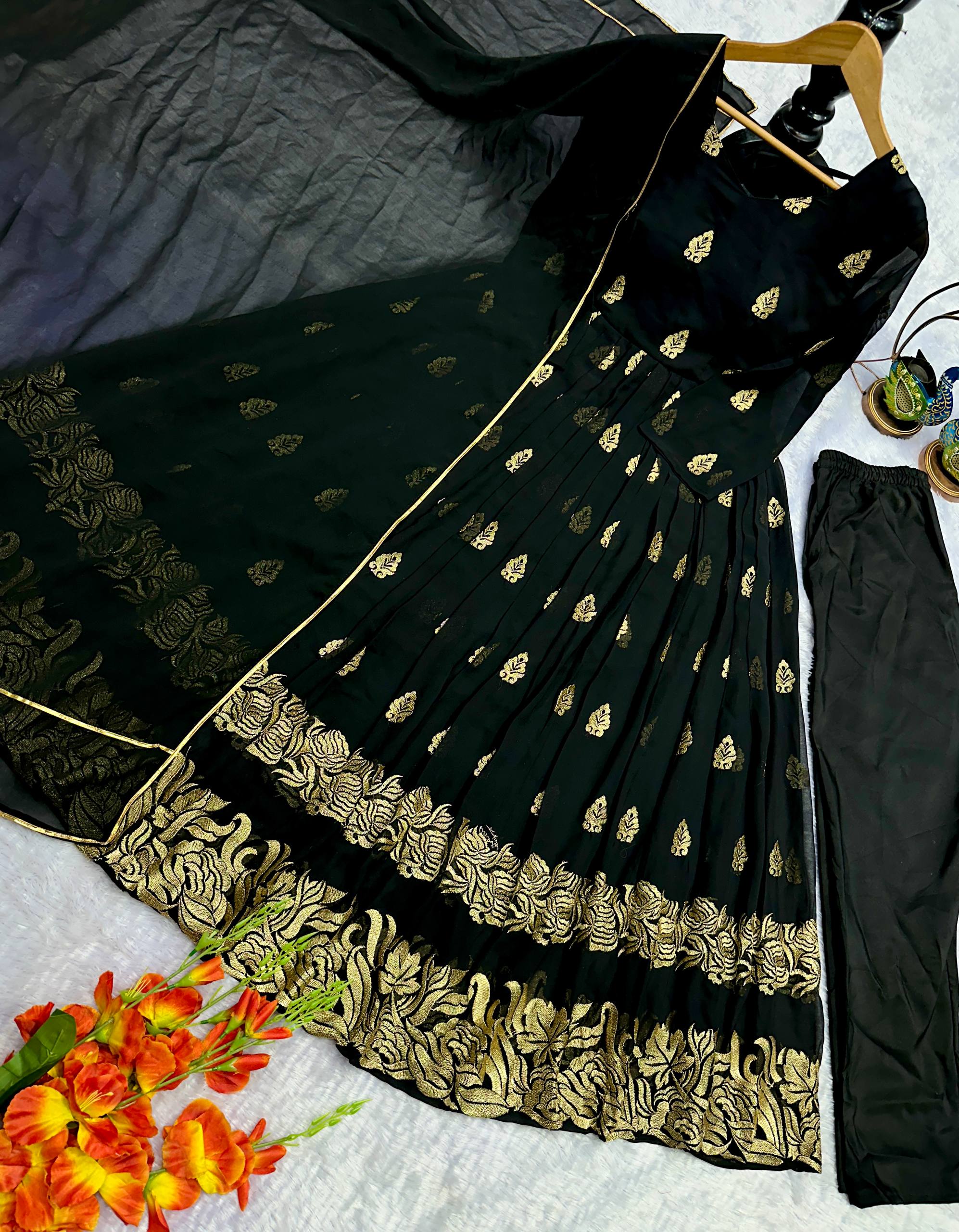 Havy Faux Georgette Embroidery Work Gown