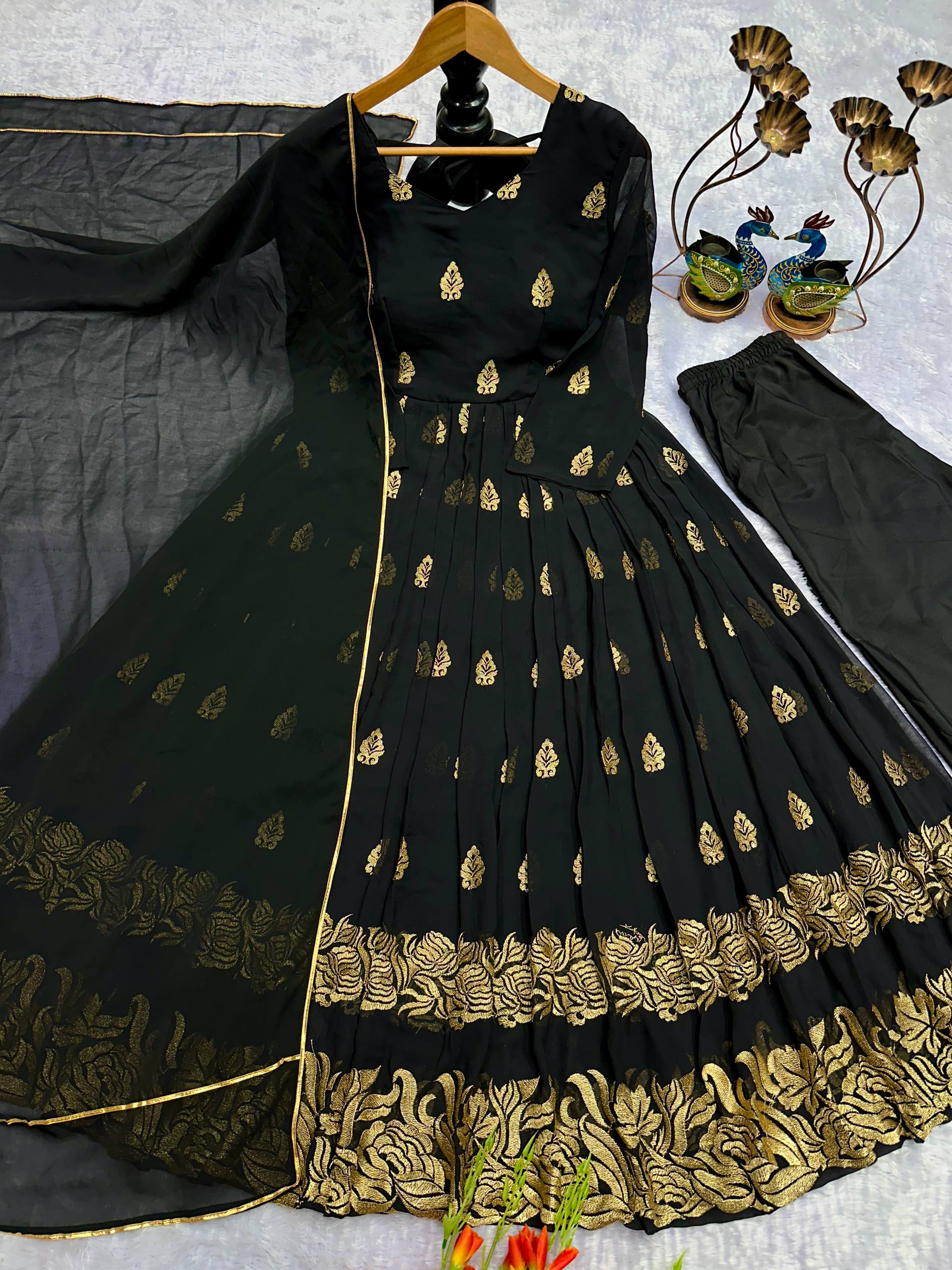 Havy Faux Georgette Embroidery Work Gown