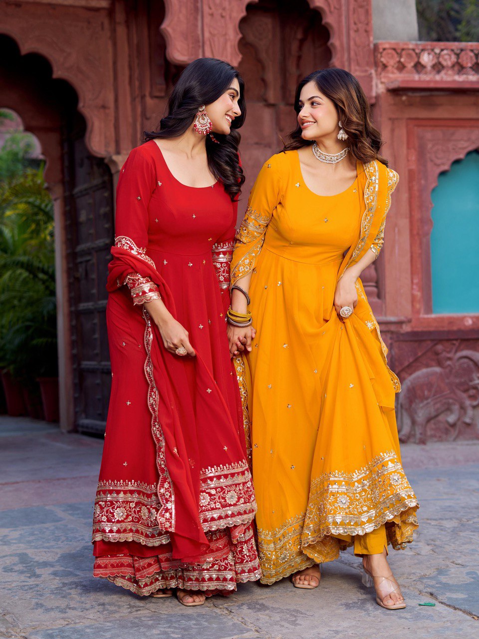 Faux Georgette Thread With Sequence Work Gown