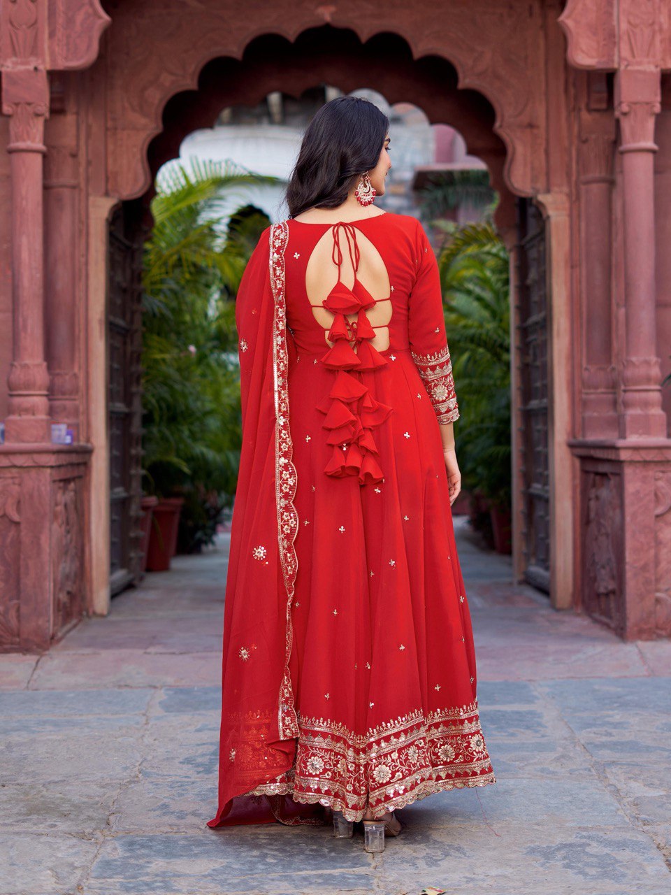 Faux Georgette Thread With Sequence Work Gown