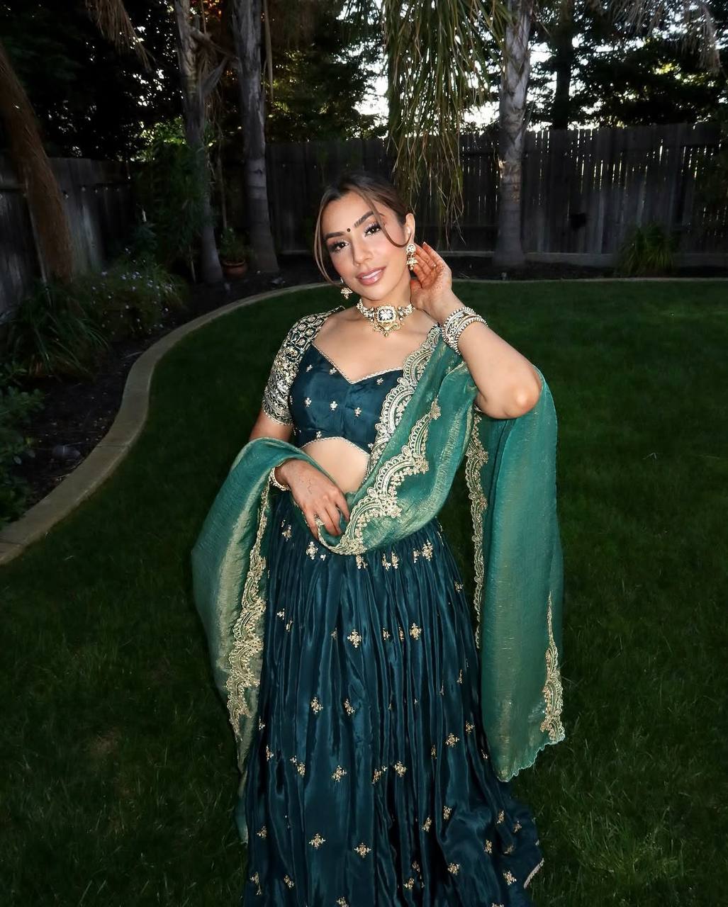 Japan Satin Thread With Sequene Work With Canvas Pata Lehenga