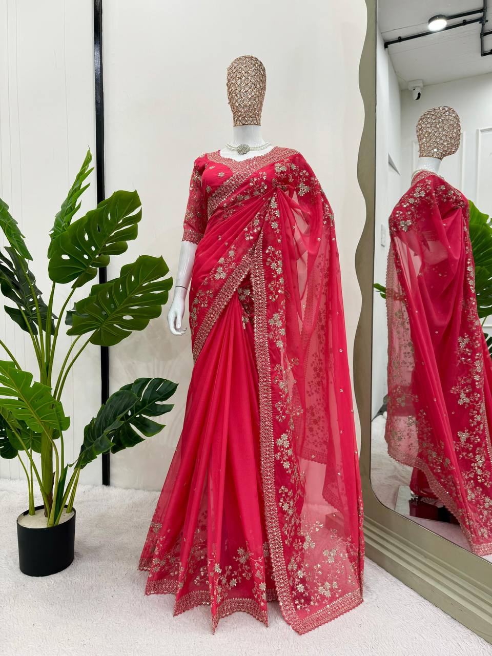 Tibby Silk And Thred & Sequnce work Saree