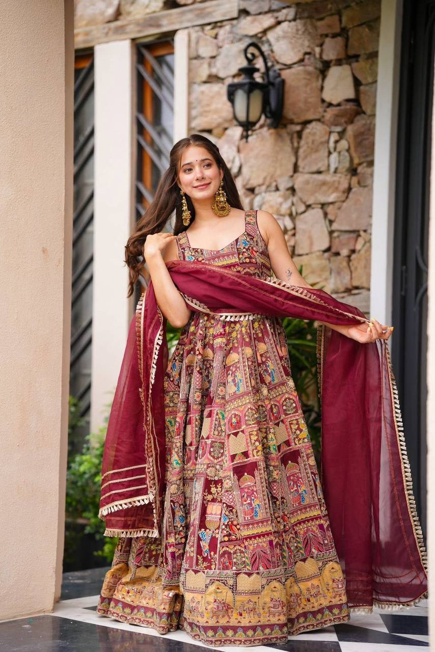 New Look Pure Jimmy Organza Silk With Digital Print Gown