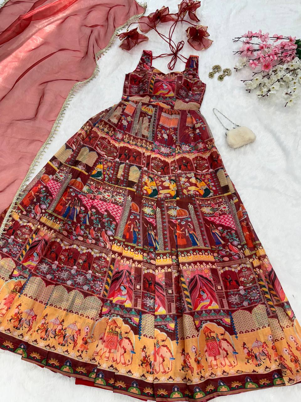 New Look Pure Jimmy Organza Silk With Digital Print Gown