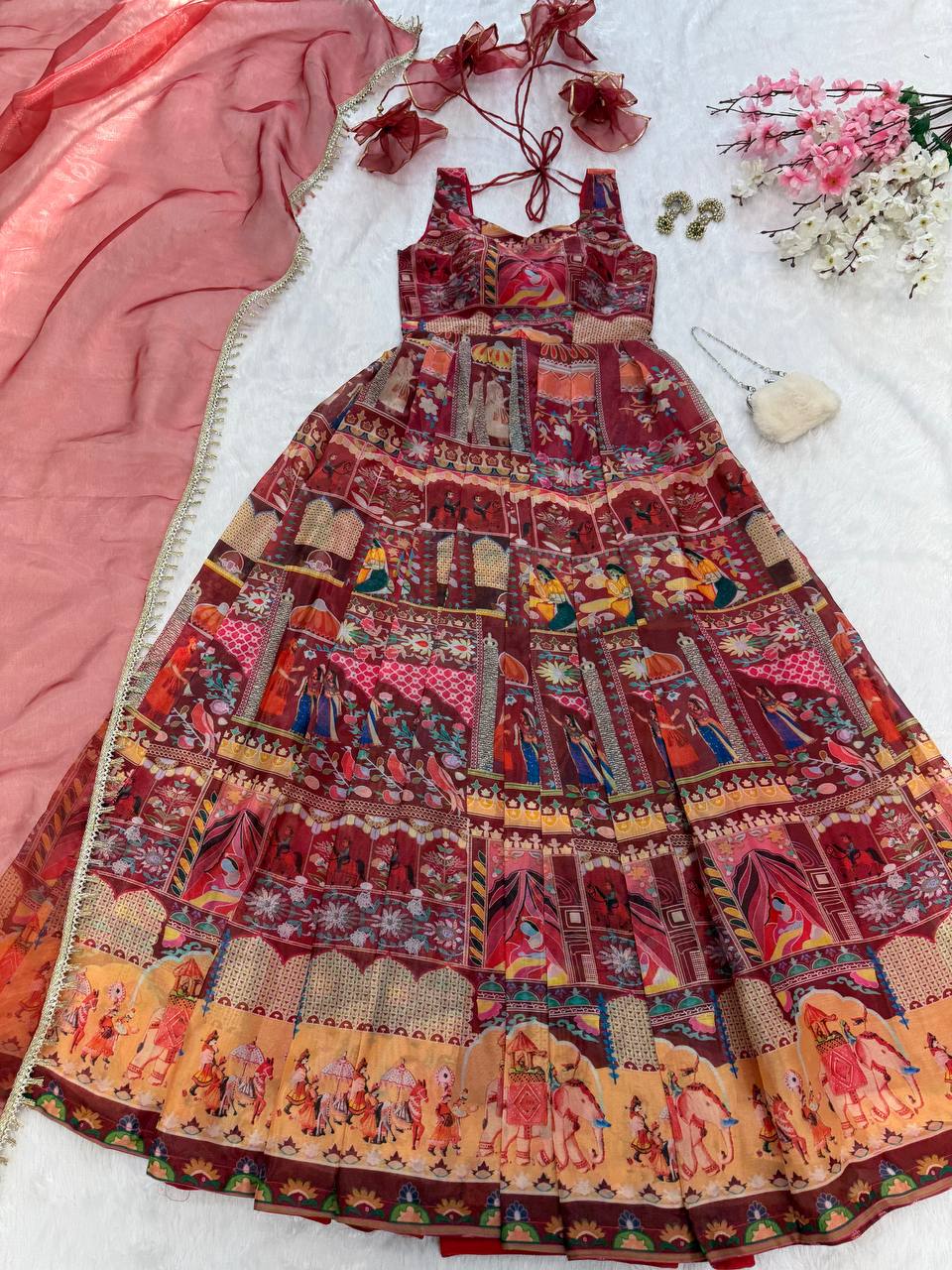 New Look Pure Jimmy Organza Silk With Digital Print Gown