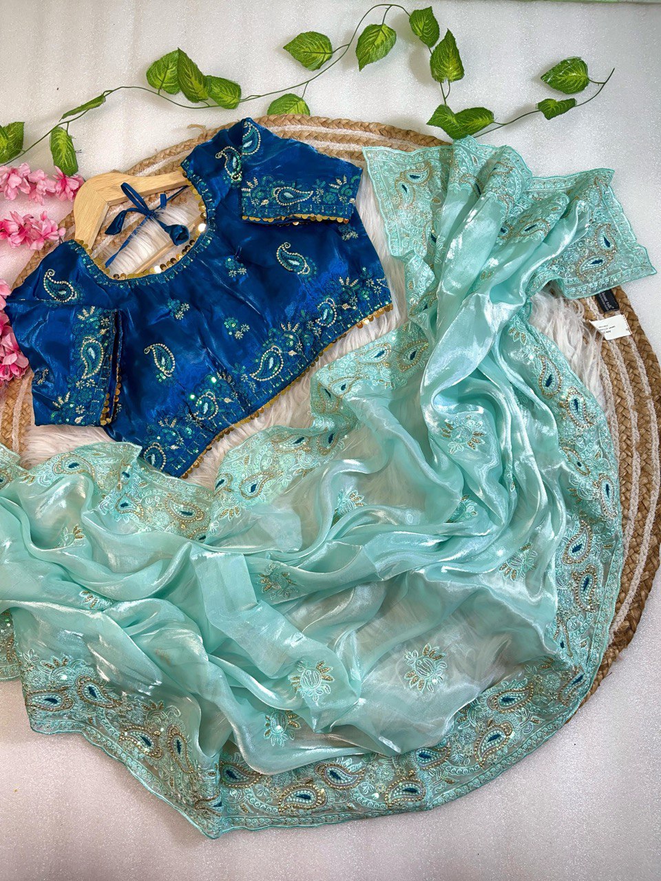 Jimmy Chu Saree With Full Stitched Blouse In Handwork