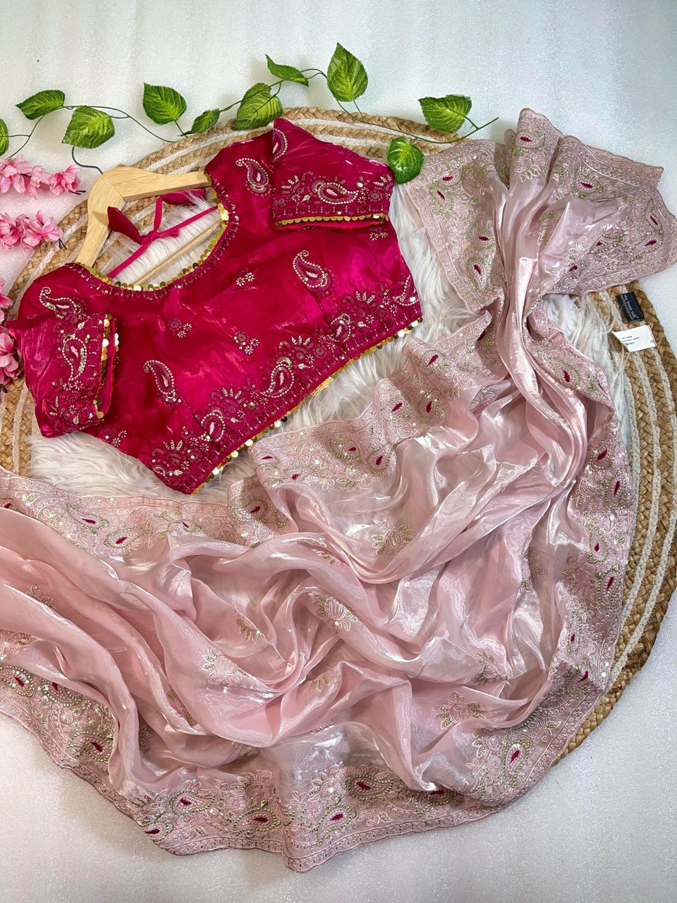 Jimmy Chu Saree With Full Stitched Blouse In Handwork