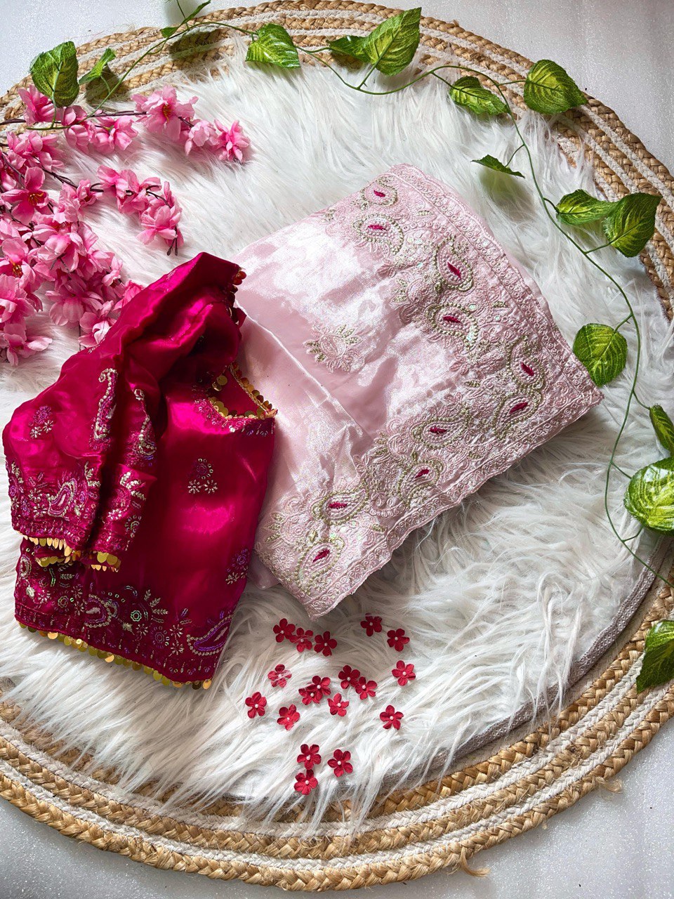 Jimmy Chu Saree With Full Stitched Blouse In Handwork