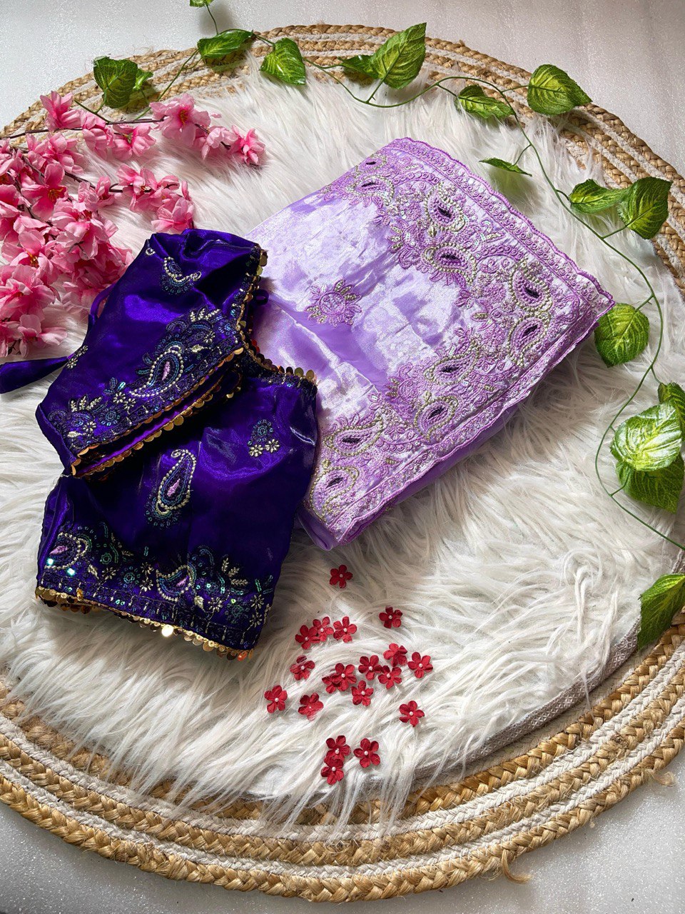 Jimmy Chu Saree With Full Stitched Blouse In Handwork