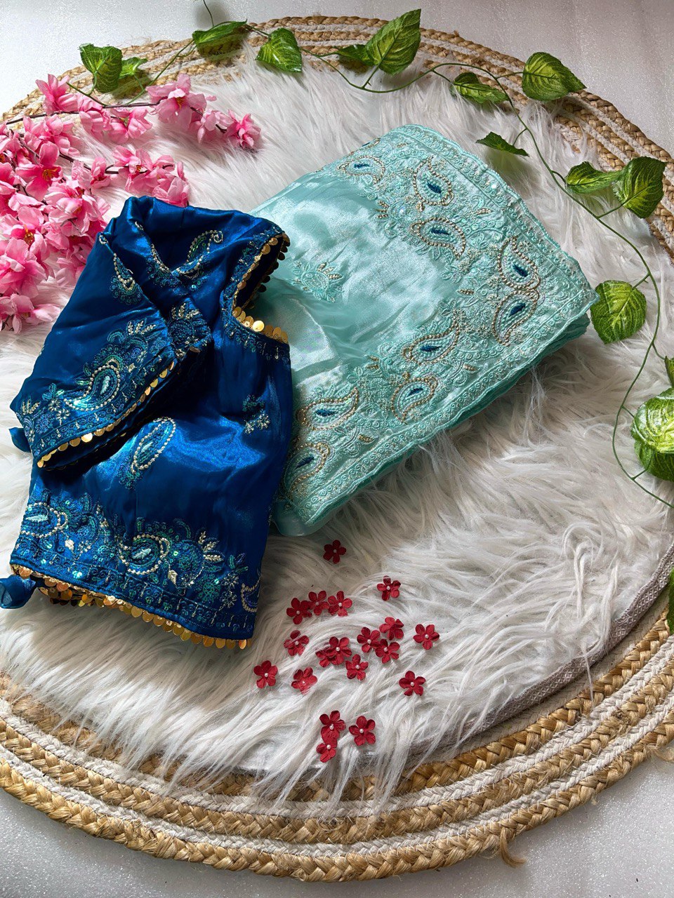 Jimmy Chu Saree With Full Stitched Blouse In Handwork