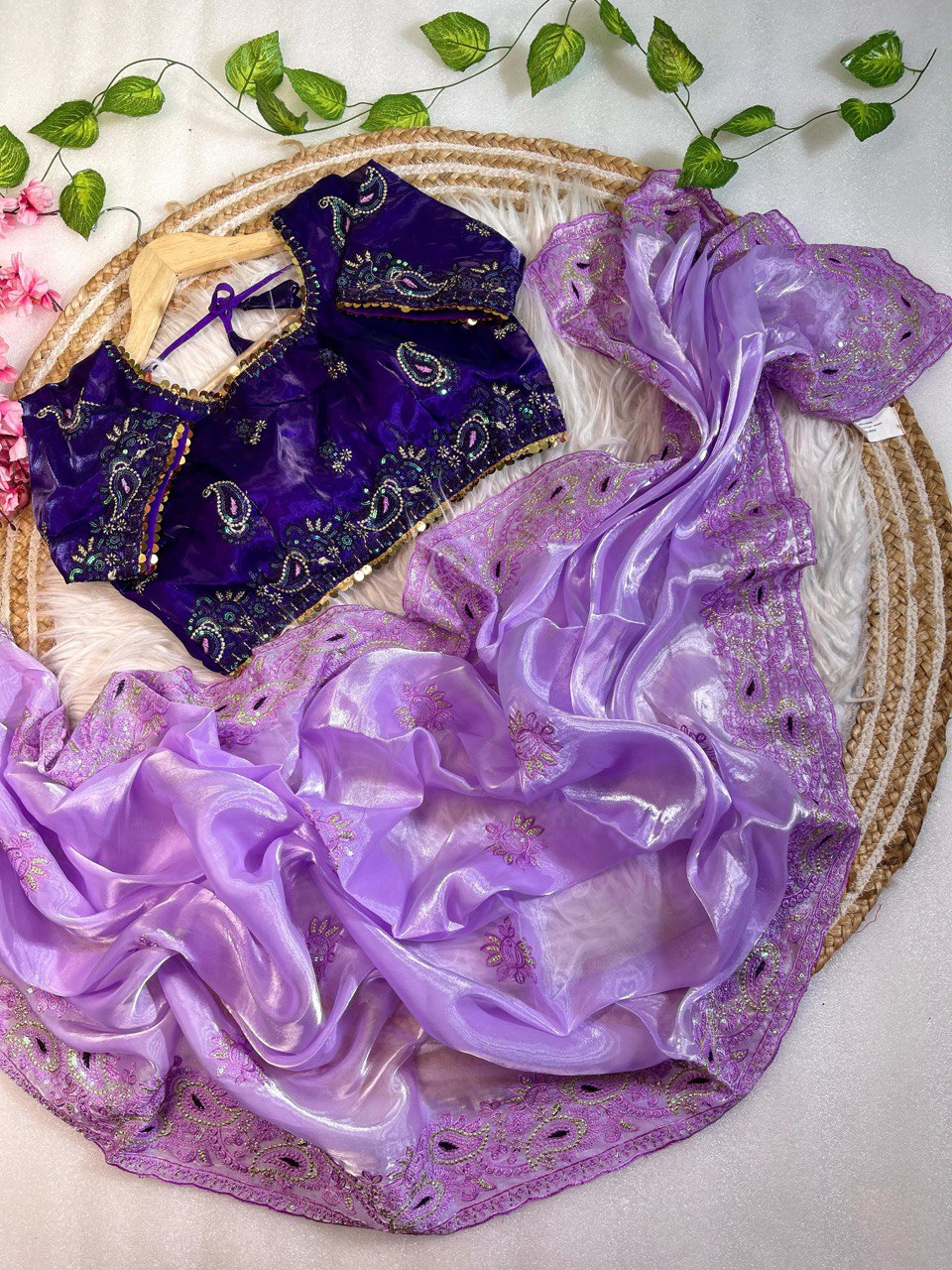 Jimmy Chu Saree With Full Stitched Blouse In Handwork