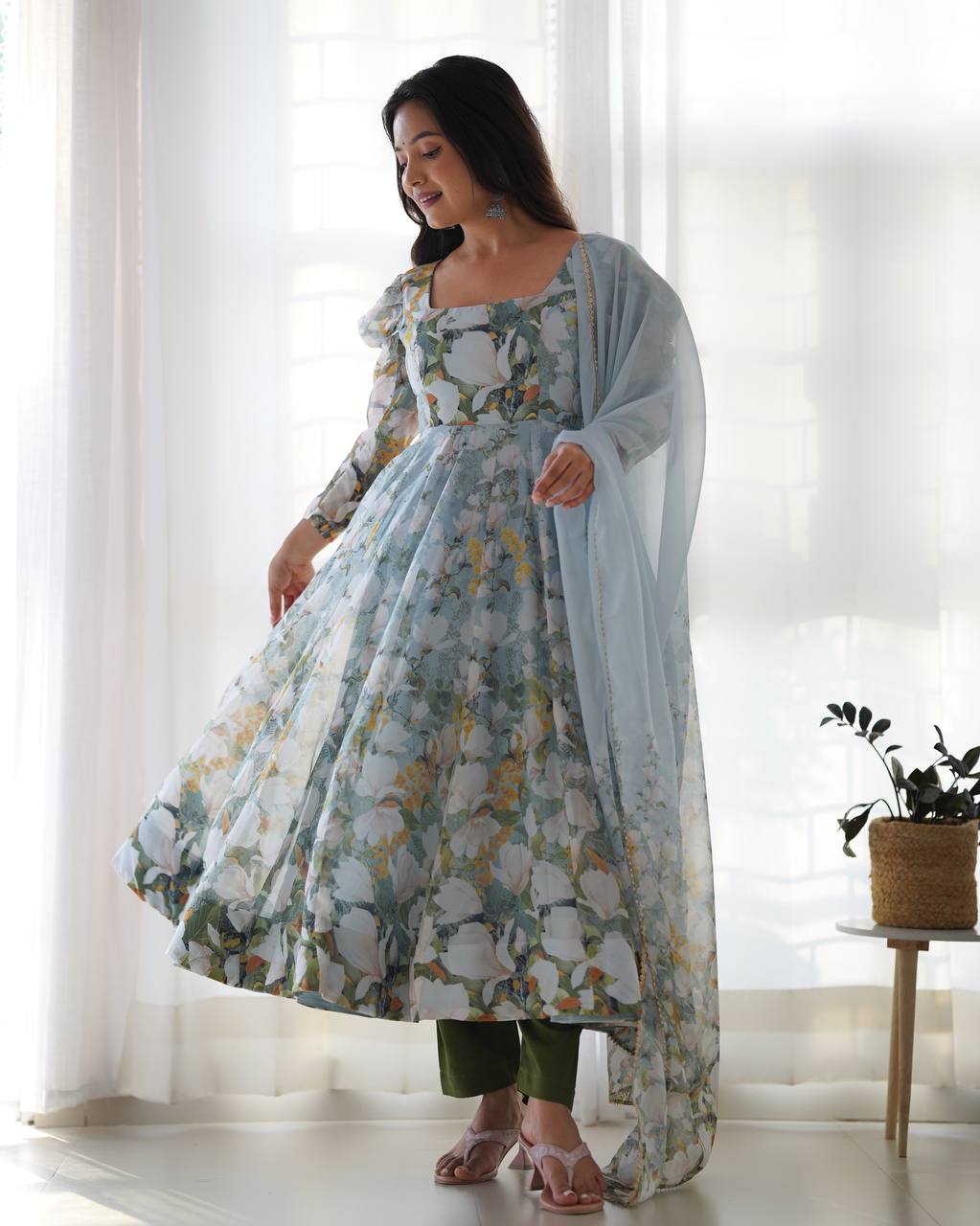 Premium Wear Pure Soft Floral Print Anarkali