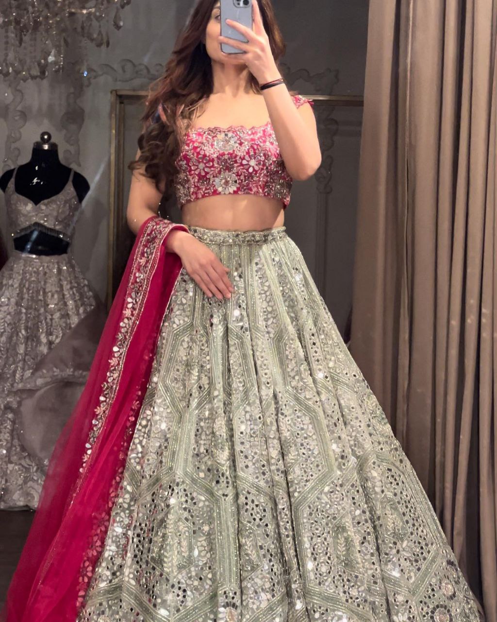 Premium Heavy Faux Georgette Embroidered Lehenga Choli Set