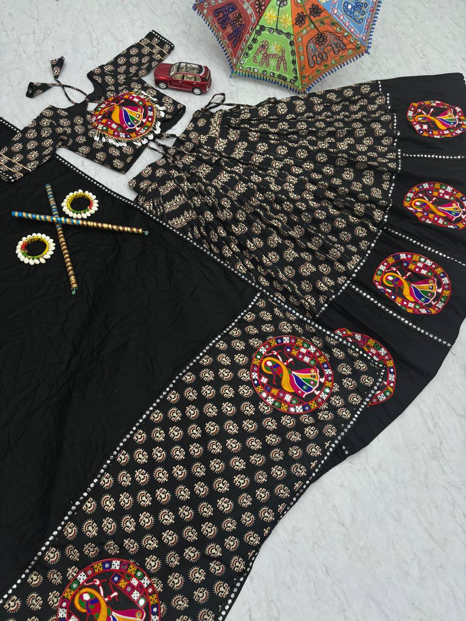Pure Cotton Gamathi Work With Canvas Patta Lehenga Choli