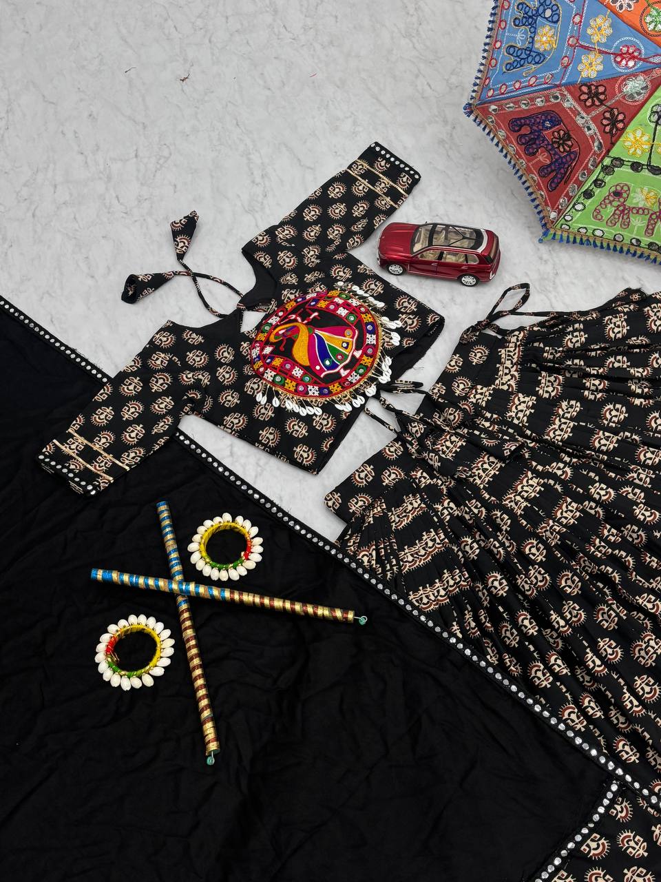 Pure Cotton Gamathi Work With Canvas Patta Lehenga Choli