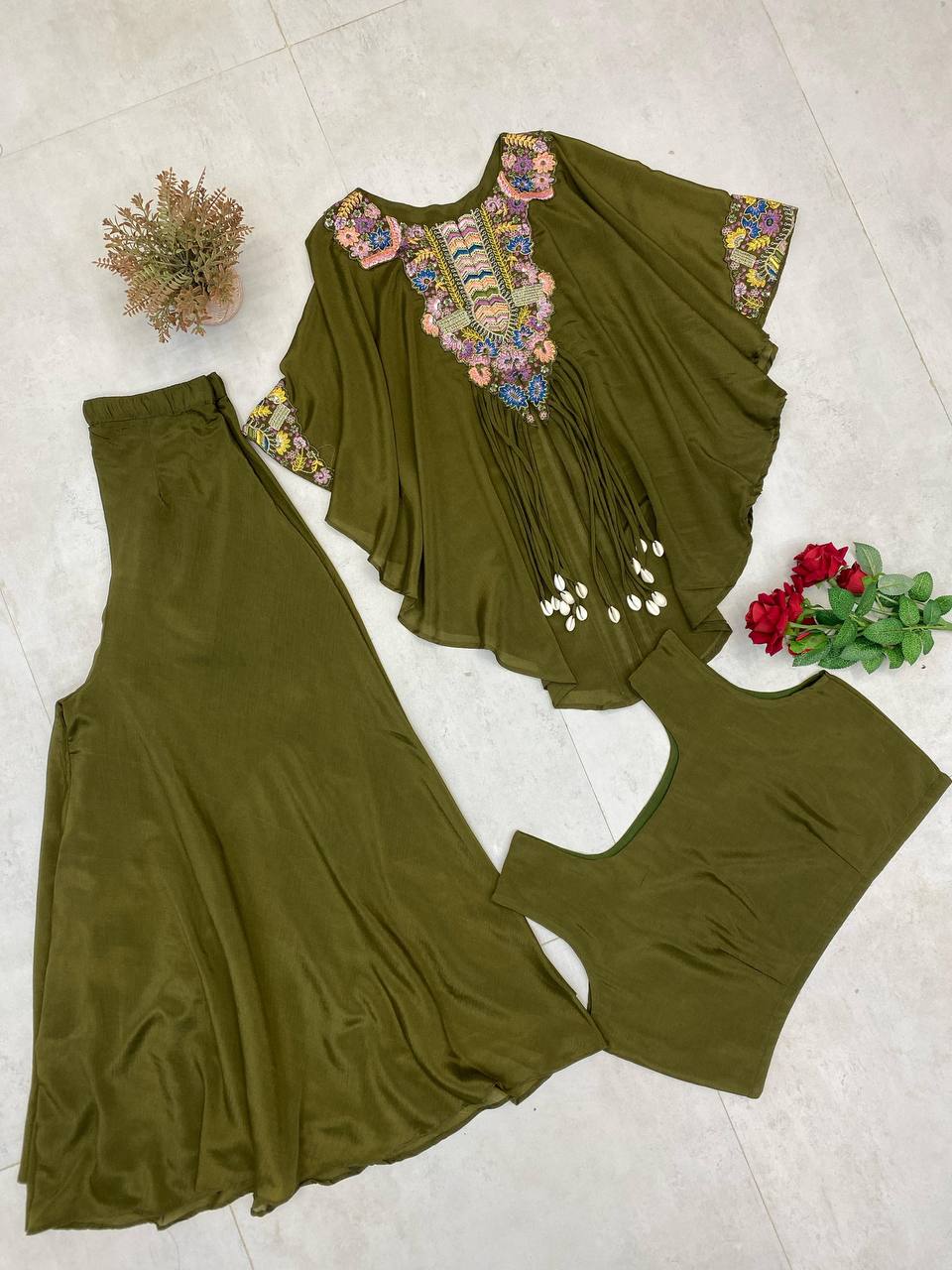 Air Tex Chinon Embroidery Saquence Work Top Plazzo