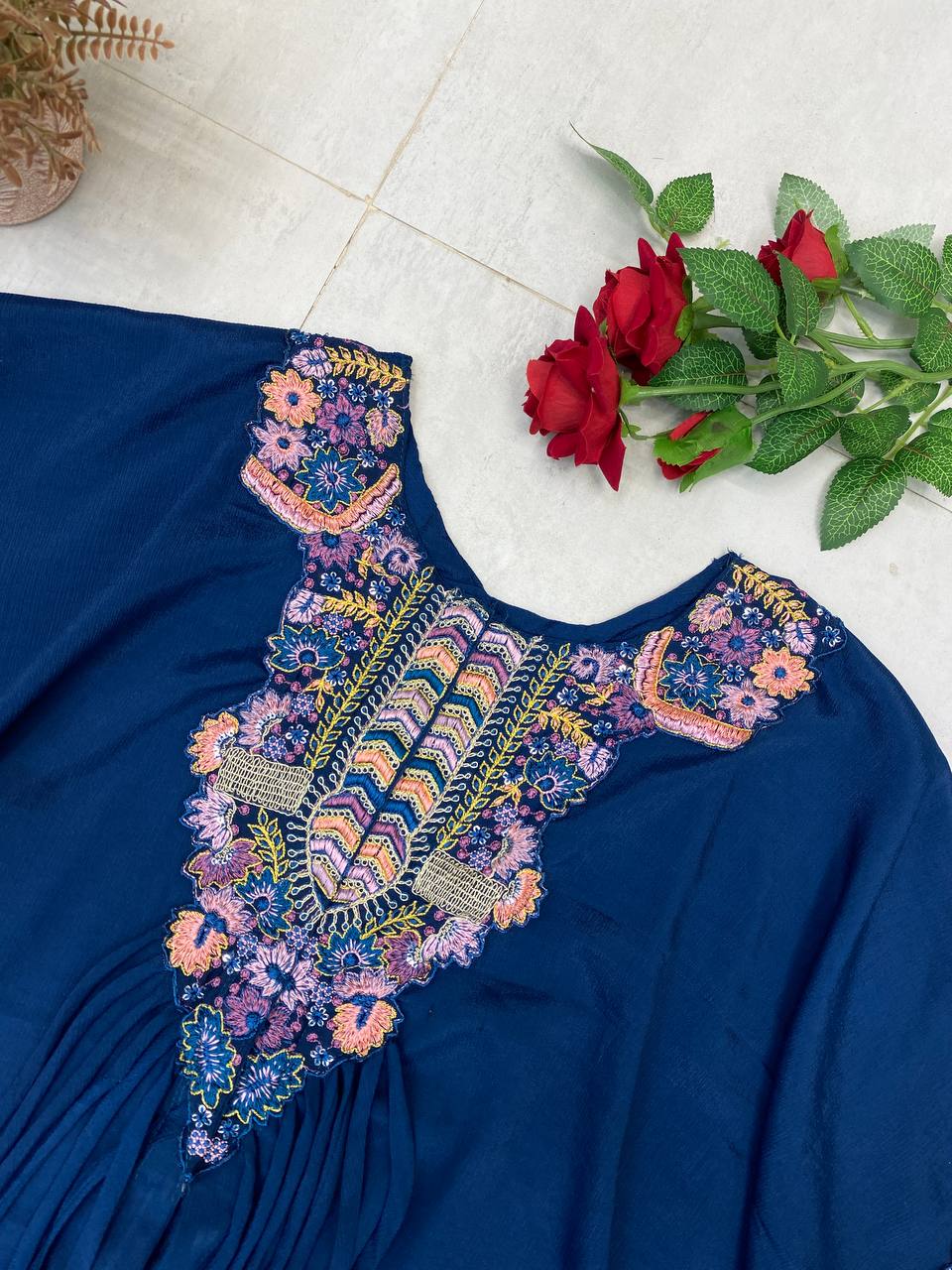Air Tex Chinon Embroidery Saquence Work Top Plazzo