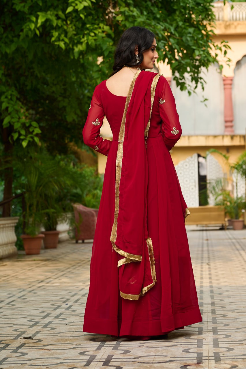 Festival Special Faux Blooming Sequence & Thread Work Gown