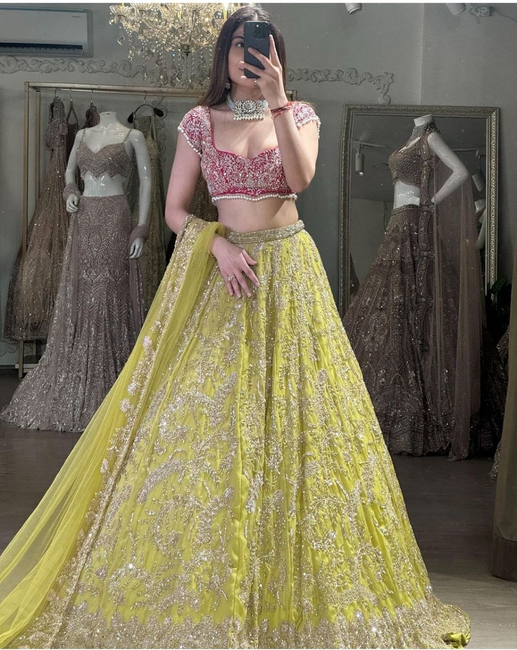 Premium Georgette Embellished Dori  Work , Heavy Sequins Work Lehenga