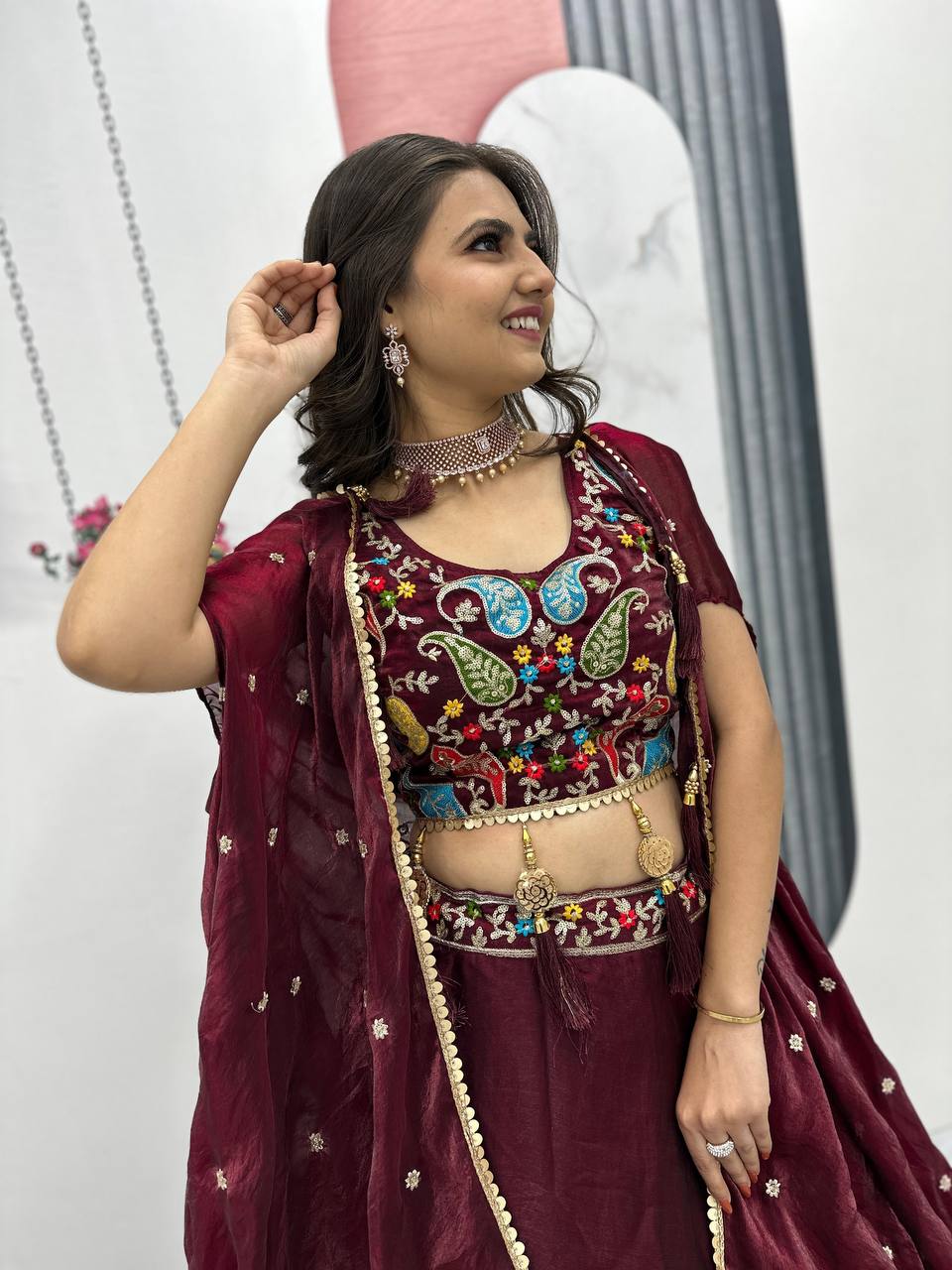 Fendy Embroidery Thread And Sequence Work Lehenga Choli