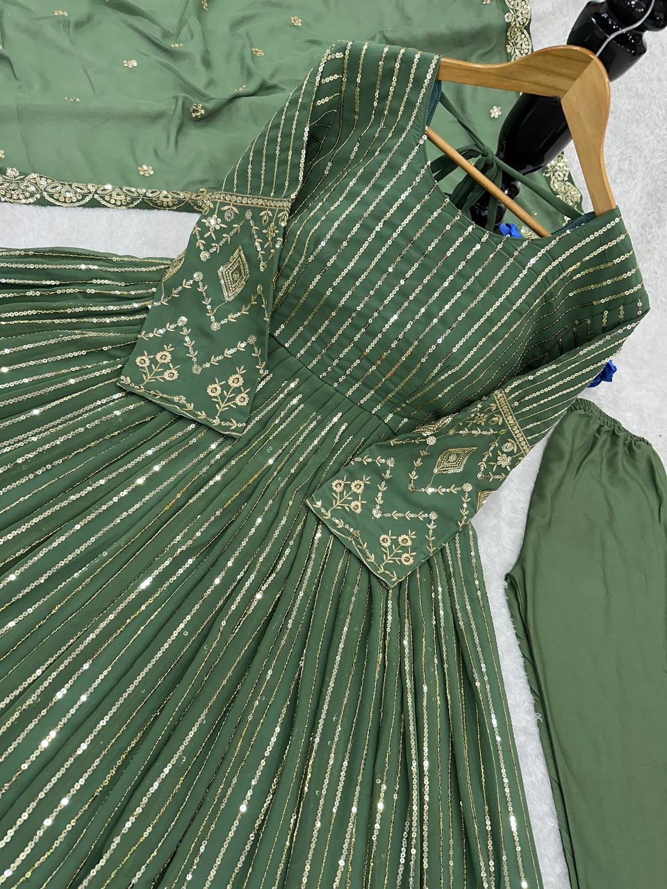 Havy Fox Goargate With Embroidery WOrk With Full Sleeves Micro Cotton Gown