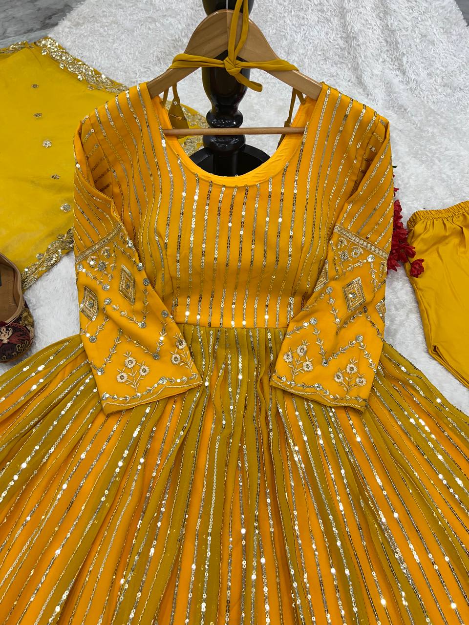 Havy Fox Goargate With Embroidery WOrk With Full Sleeves Micro Cotton Gown