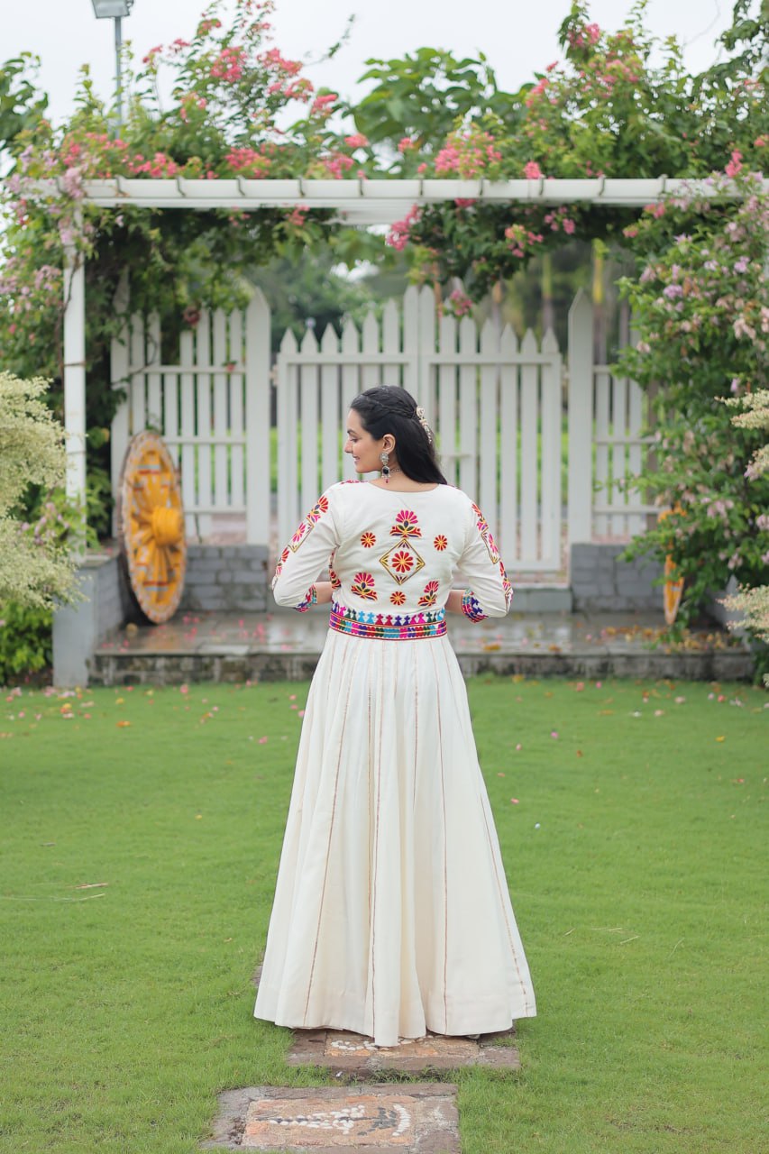 Navratri Special Roman Fabric Attractive Gota Patti Lace Work Lehenga