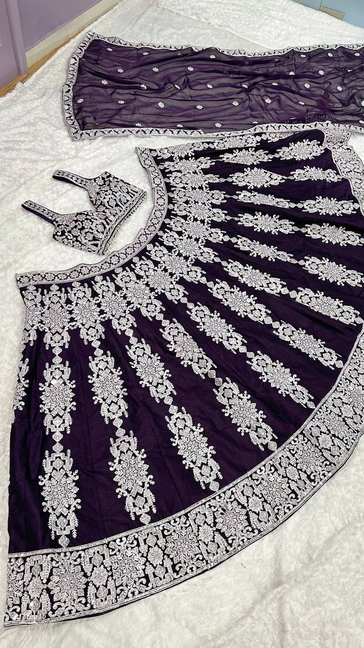 Kasturi Silk Sequence Pearl Work With Thread & Sequence Work Wedding Wear Lehenga Choli