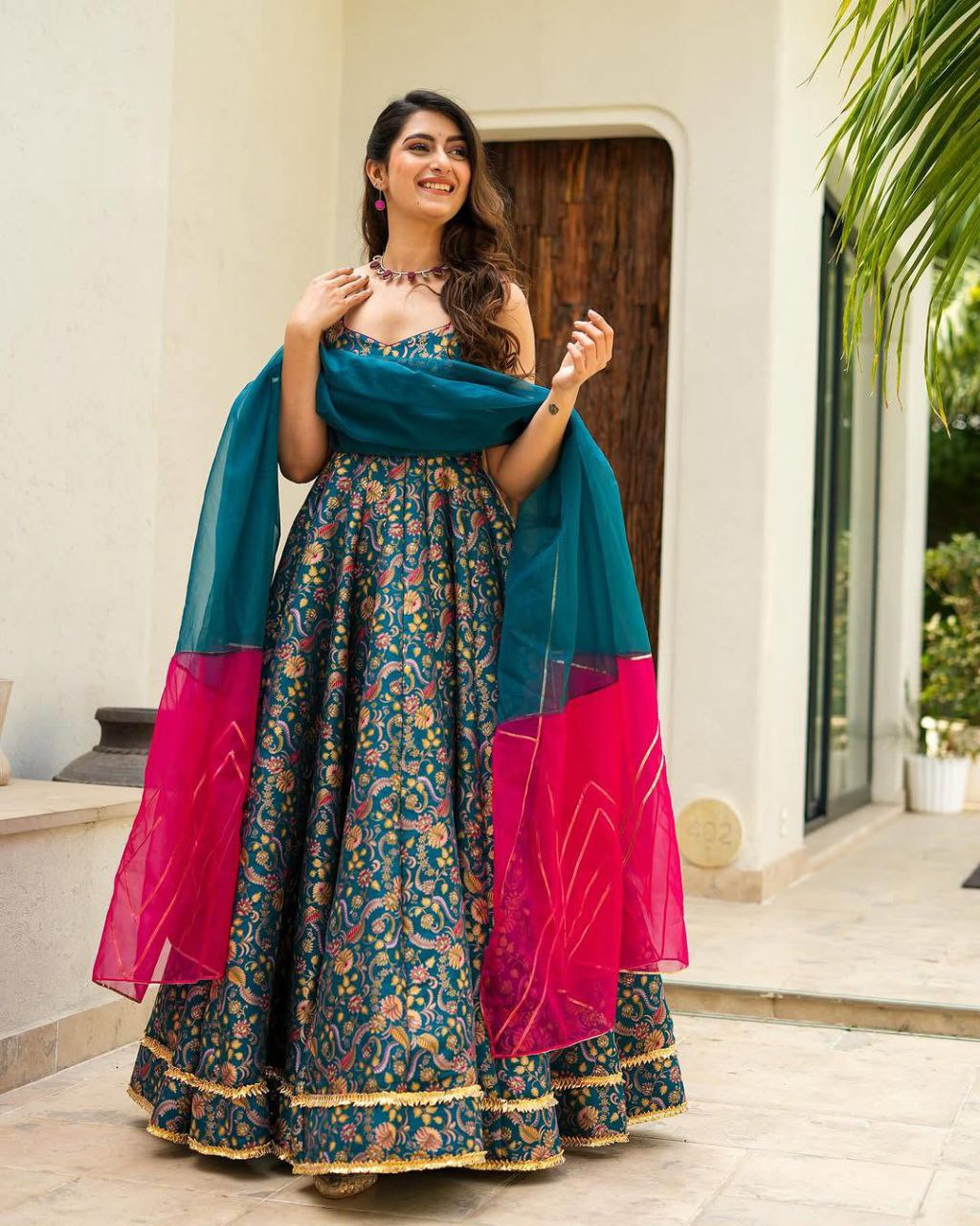 Pretty Designer Jimmy Organza Silk Anarkali Gown Collection