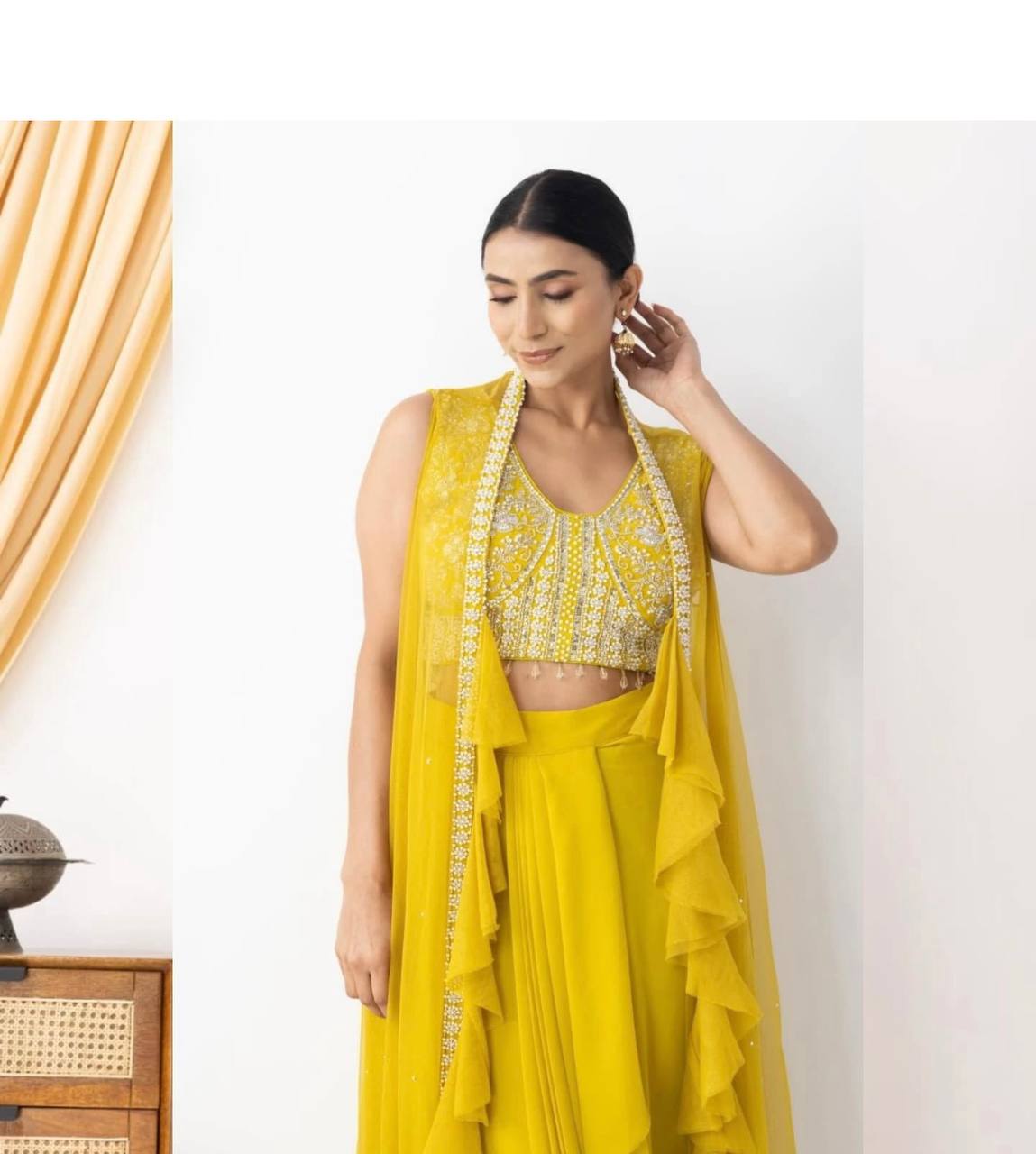 WOMEN'S WEAR WEDDING SPECIAL DHOTI SHRUG OUTFIT