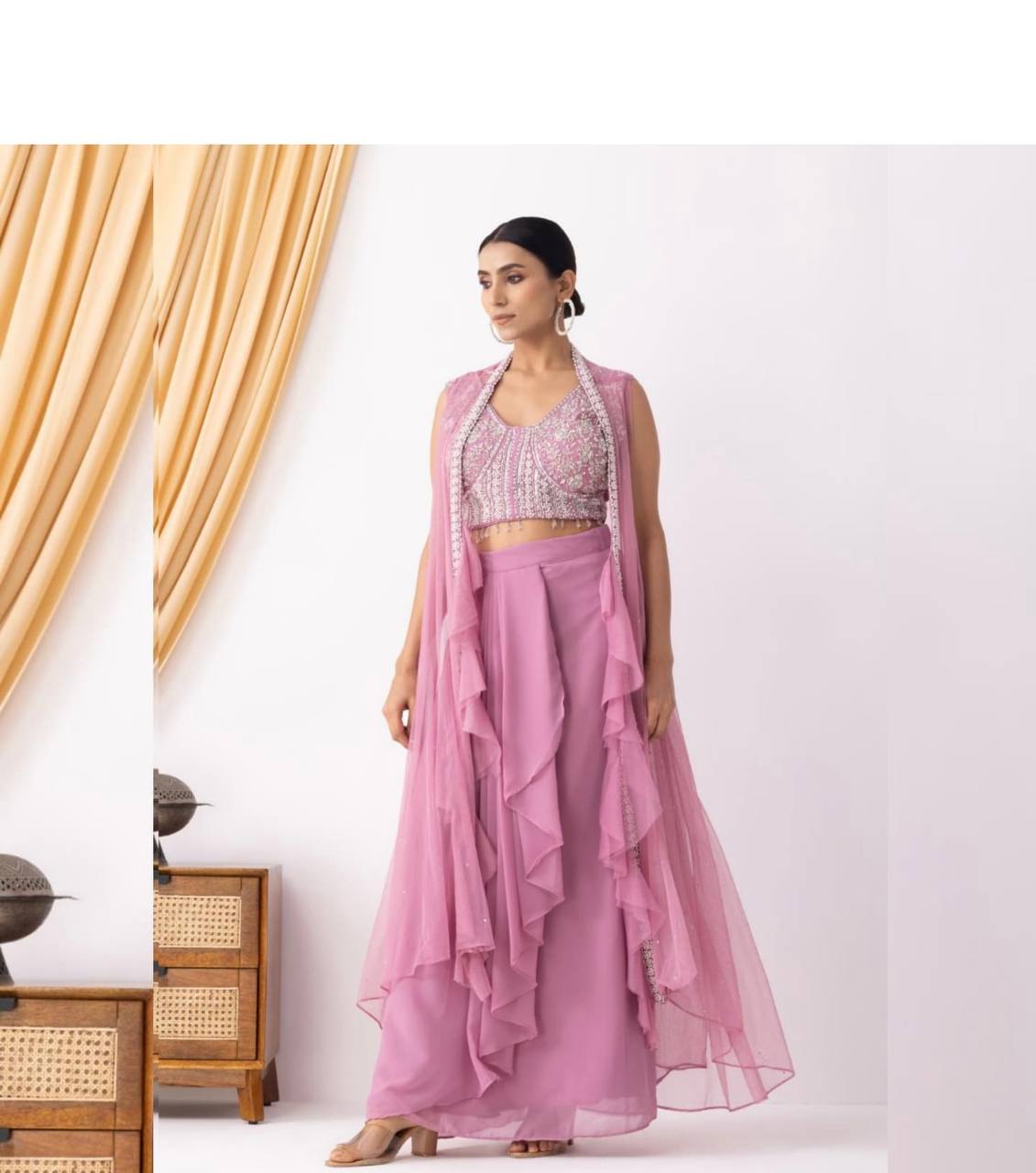 WOMEN'S WEAR WEDDING SPECIAL DHOTI SHRUG OUTFIT